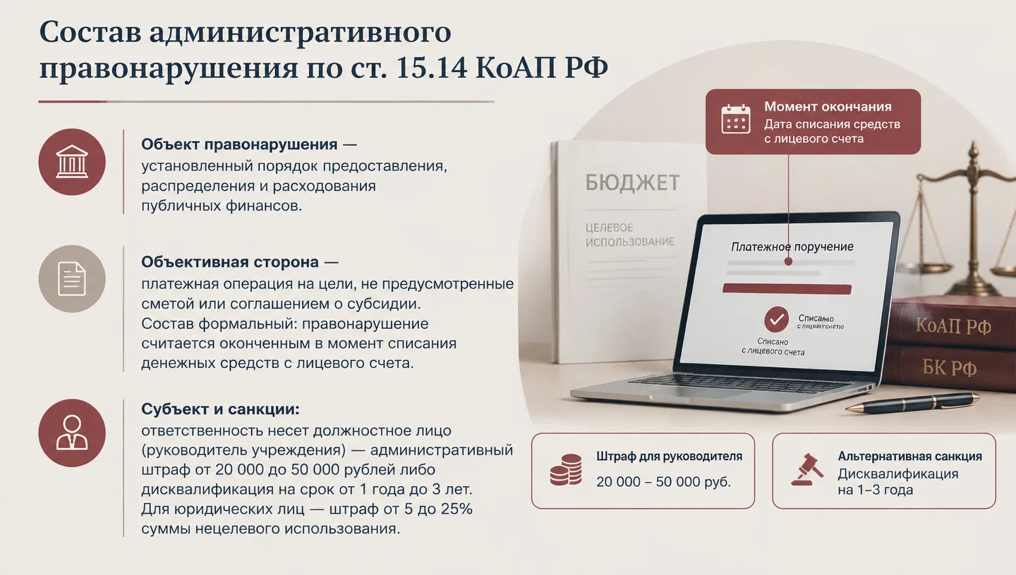 Состав административного правонарушения по ст. 15.14 КоАП РФ