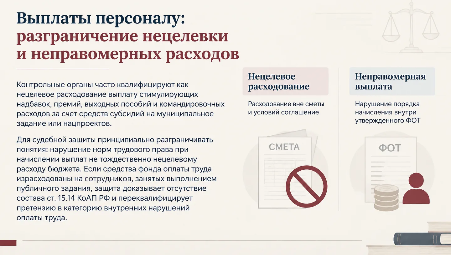 Выплаты персоналу: разграничение нецелевки и неправомерных расходов