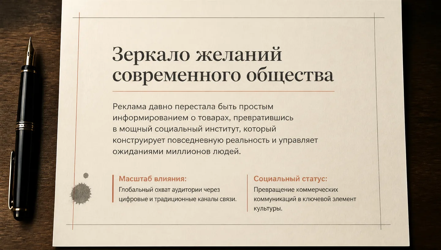 Первый слайд: Зеркало желаний современного общества