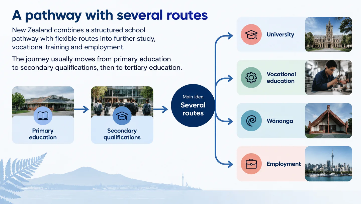 A pathway with several routes