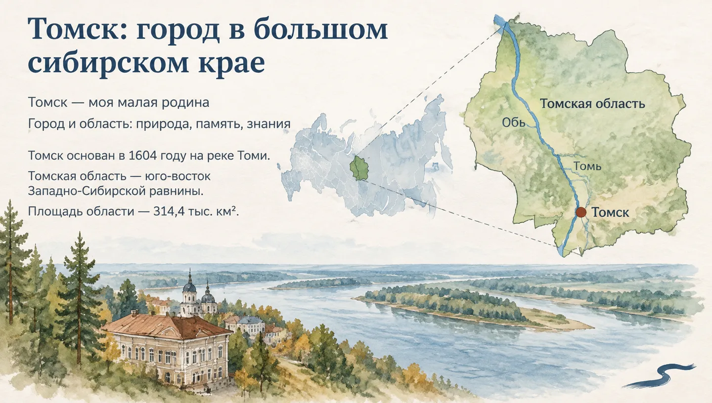 Первый слайд: Томск: город в большом сибирском крае