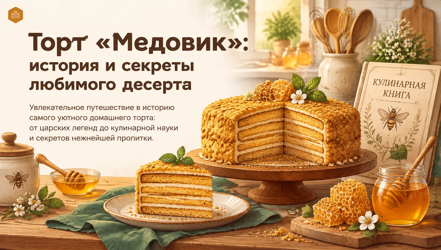 Первый слайд: Торт «Медовик»: история и секреты любимого десерта