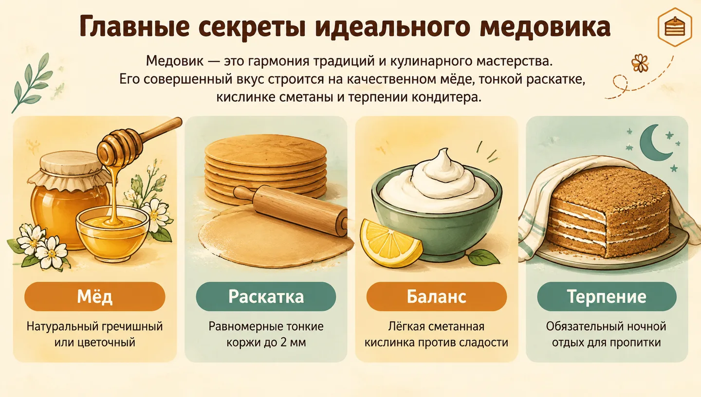 Главные секреты идеального медовика