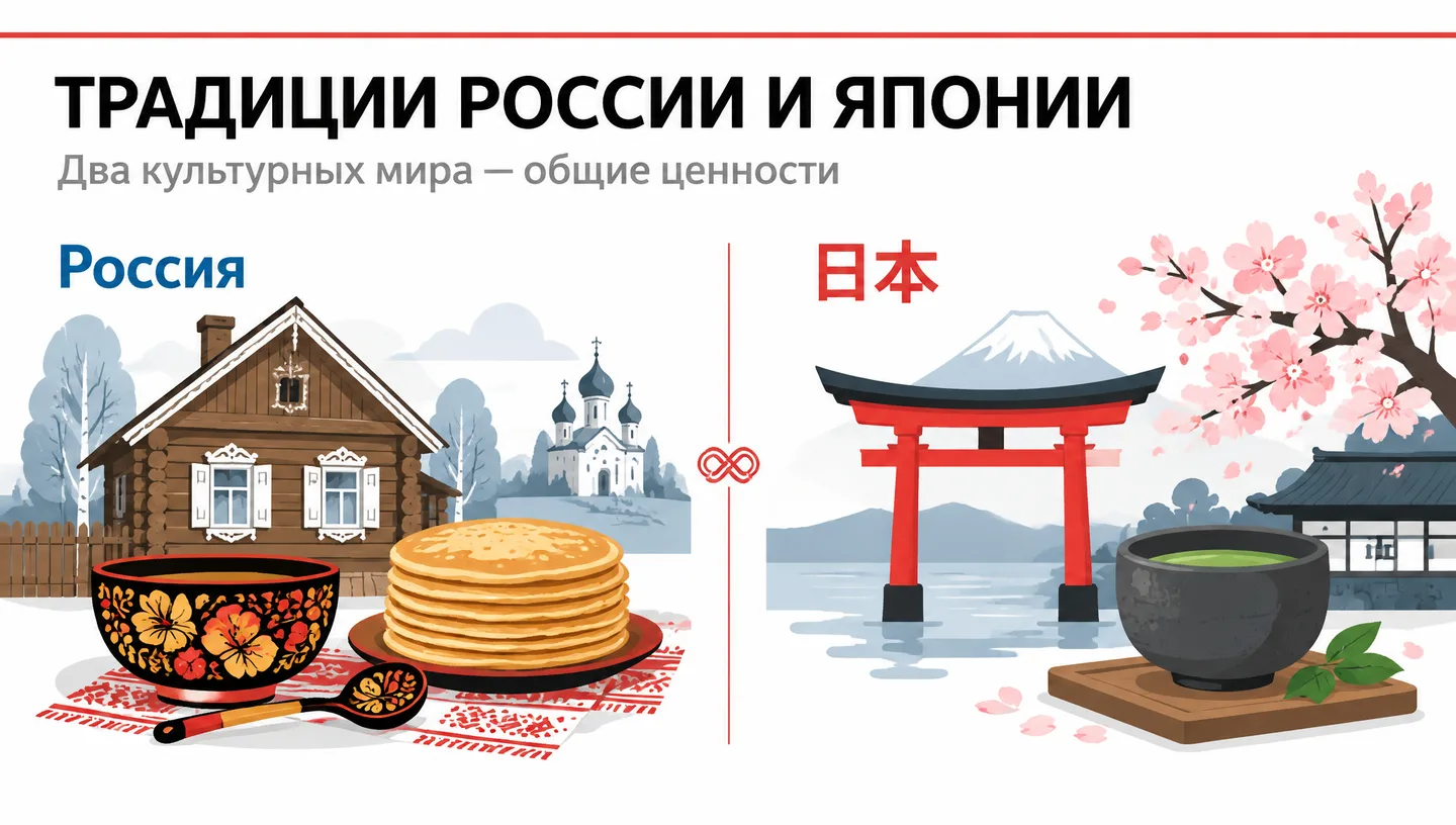 Первый слайд: Традиции России и Японии