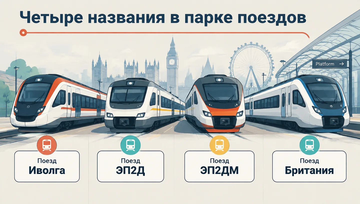 Четыре названия в парке поездов