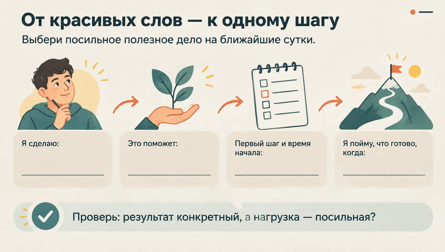 От красивых слов — к одному шагу