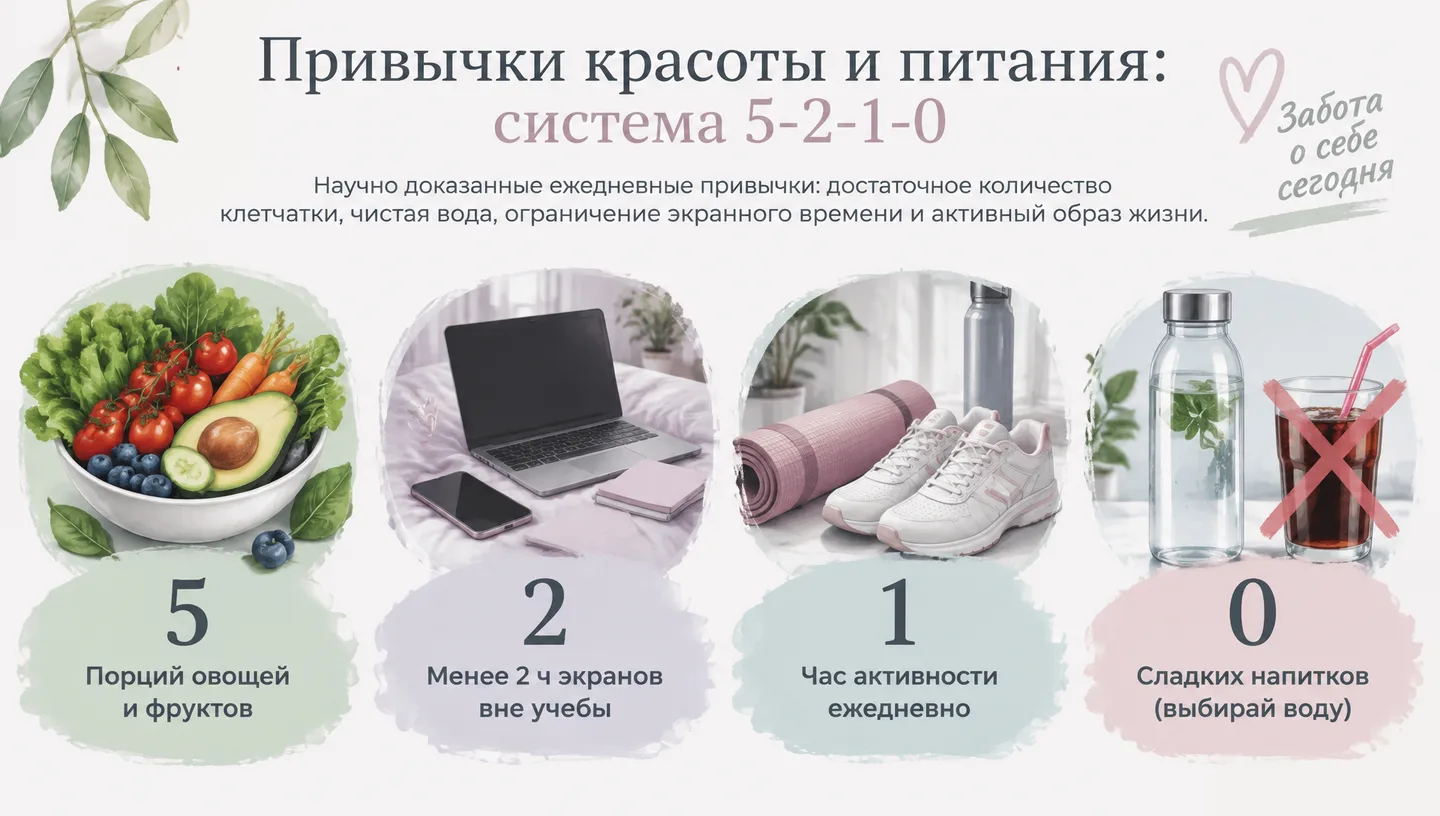 Привычки красоты и питания: система 5-2-1-0
