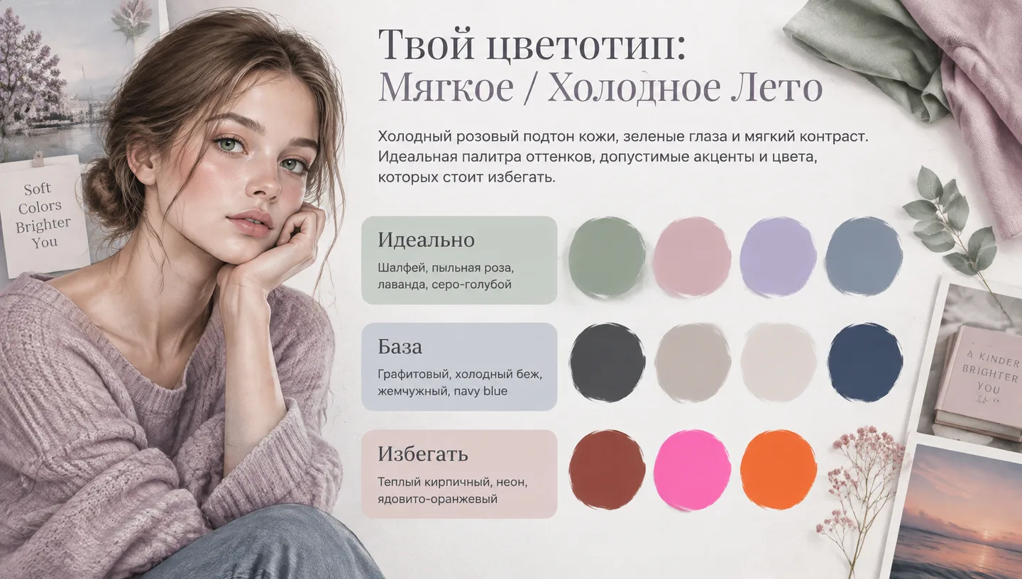 Твой цветотип: Мягкое / Холодное Лето