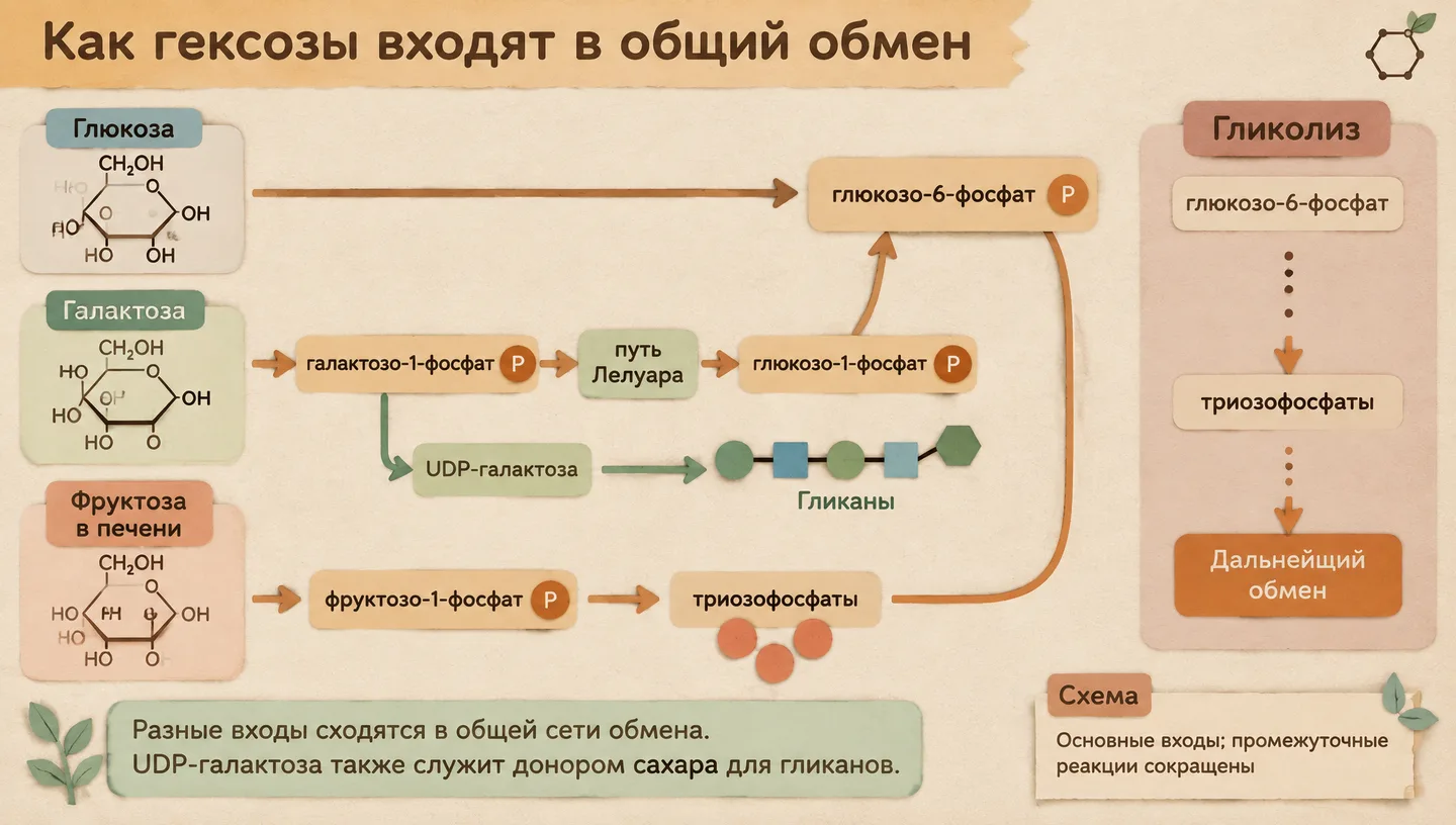 Как гексозы входят в общий обмен