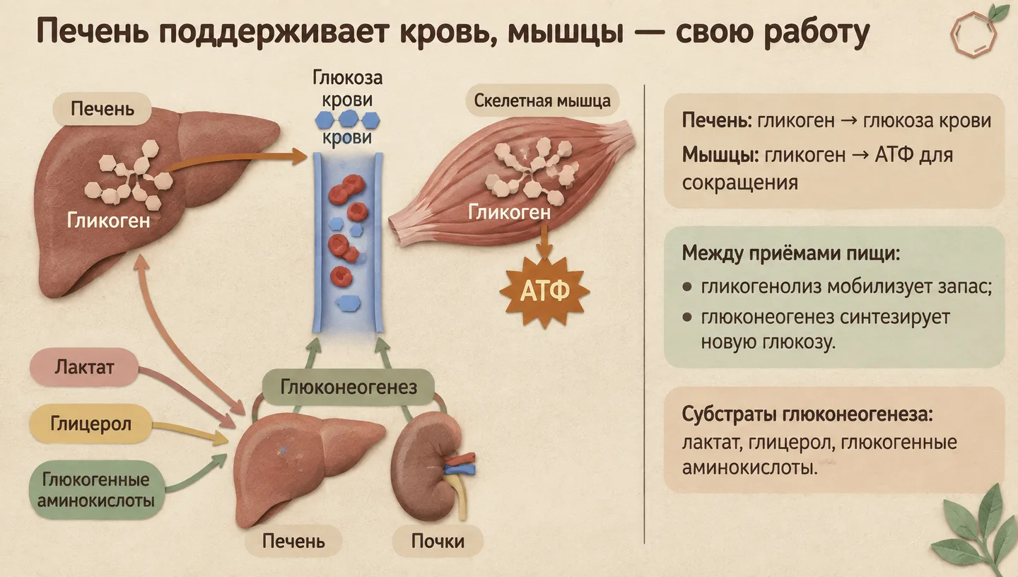 Печень поддерживает кровь, мышцы — свою работу