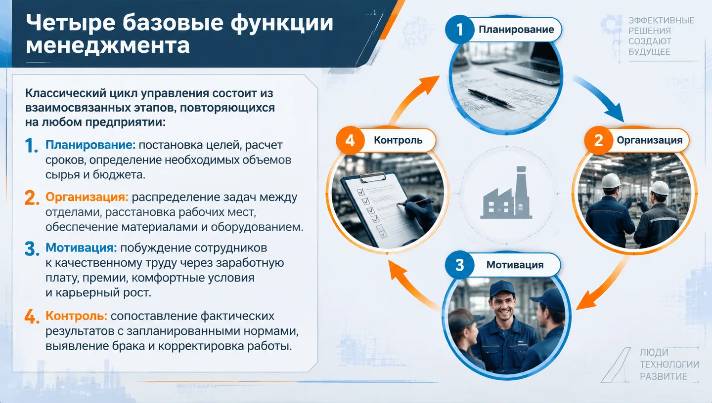 Четыре базовые функции менеджмента