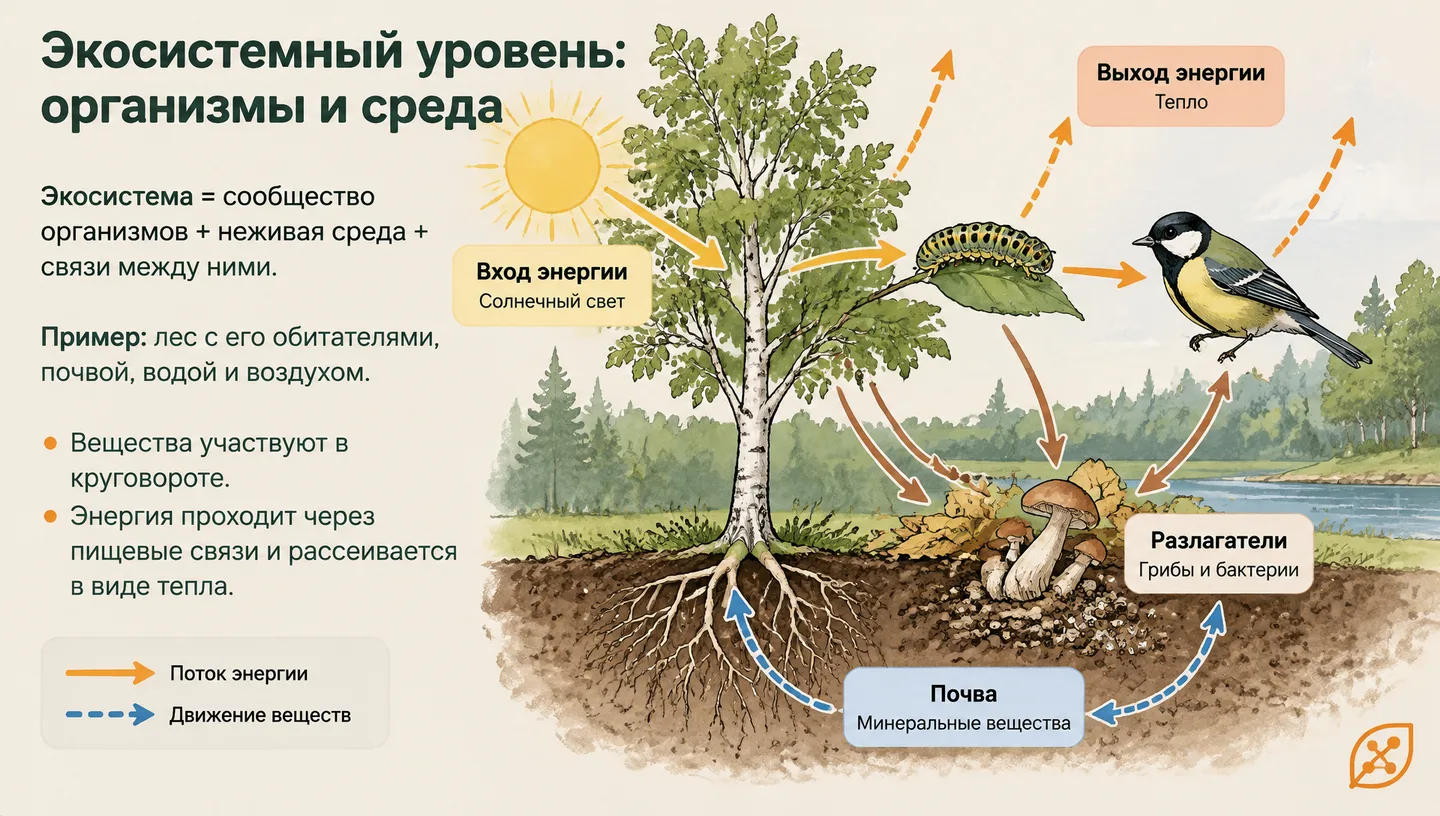 Экосистемный уровень: организмы и среда