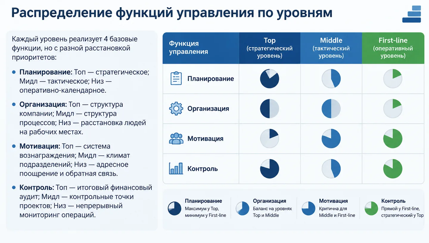 Распределение функций управления по уровням