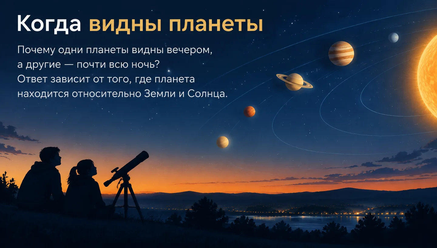 Первый слайд: Когда видны планеты