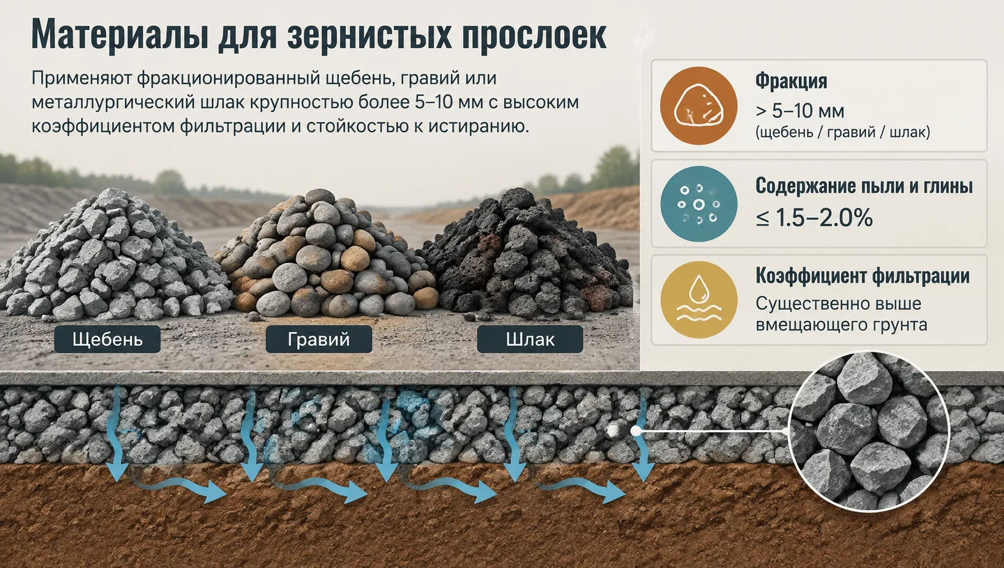Материалы для зернистых прослоек