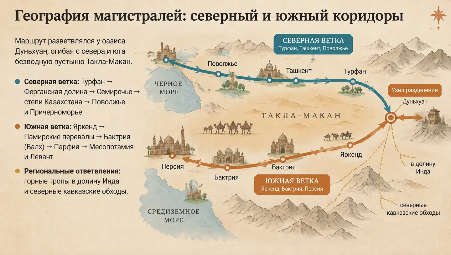 География магистралей: северный и южный коридоры