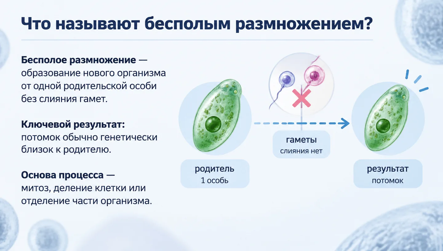 Что называют бесполым размножением?