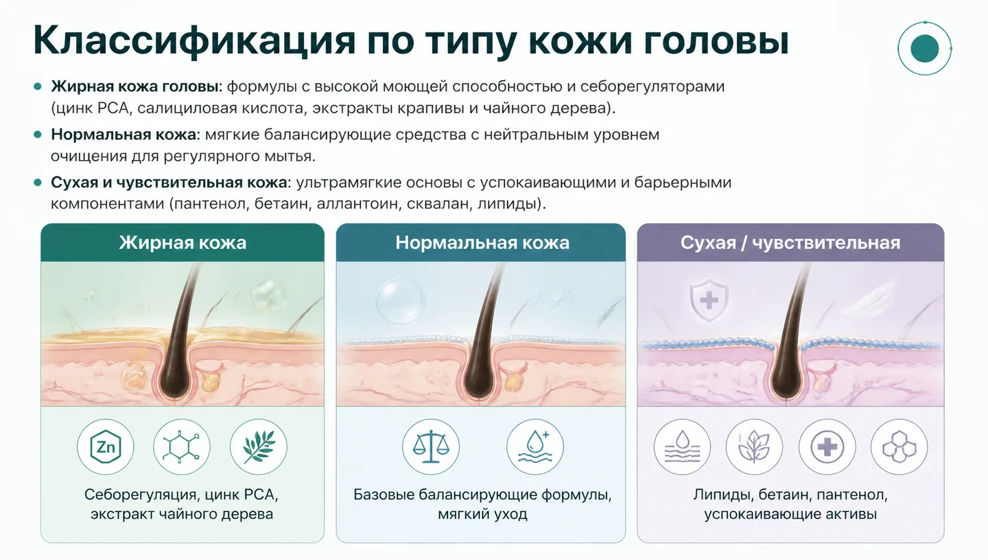Классификация по типу кожи головы