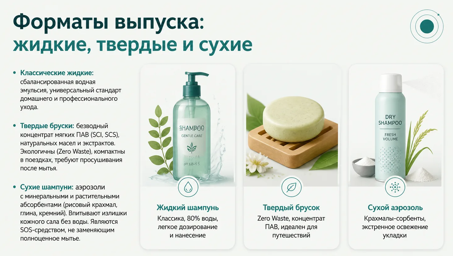 Форматы выпуска: жидкие, твердые и сухие
