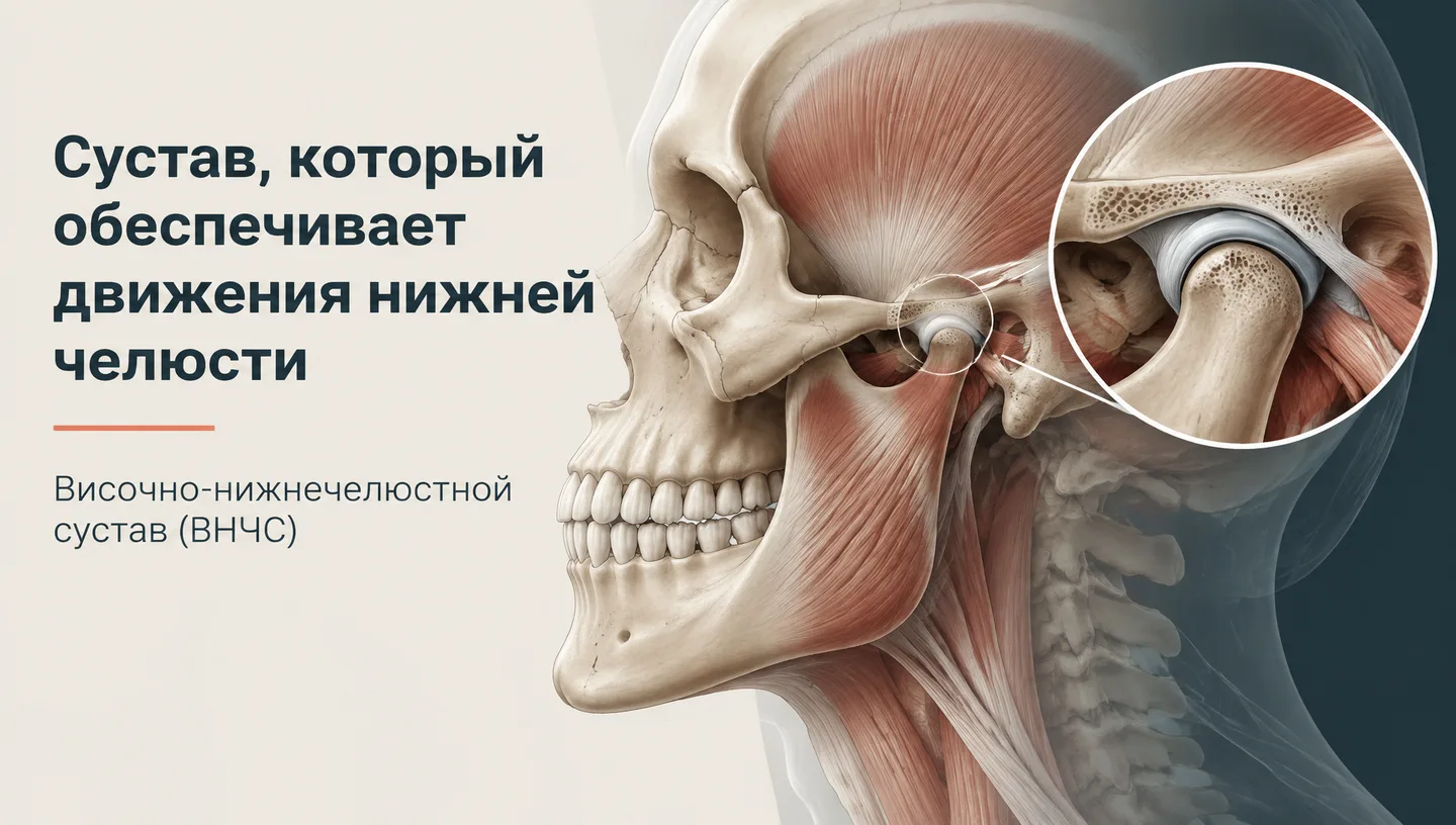 Первый слайд: Сустав, который обеспечивает движения нижней челюсти