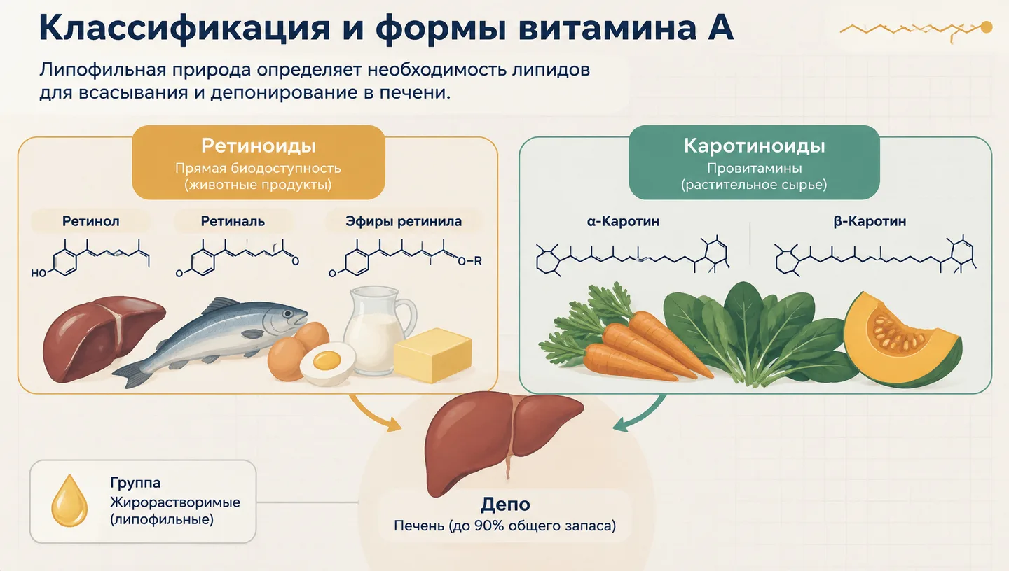 Классификация и формы витамина A