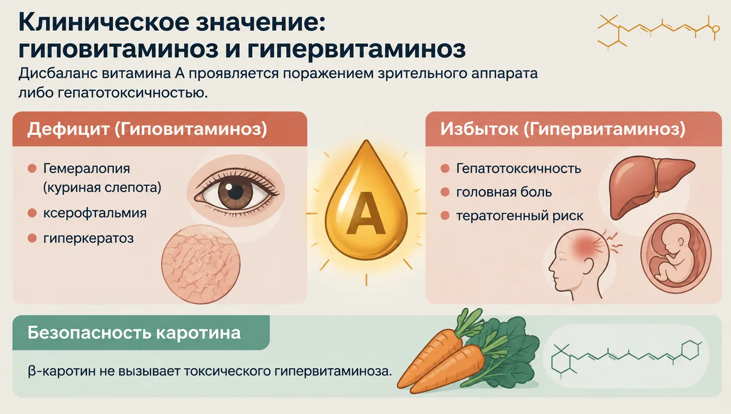 Клиническое значение: гиповитаминоз и гипервитаминоз