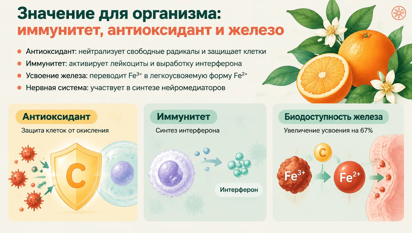 Значение для организма: иммунитет, антиоксидант и железо