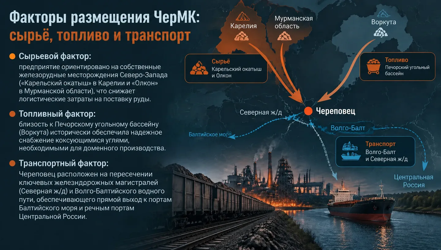 Факторы размещения ЧерМК: сырьё, топливо и транспорт