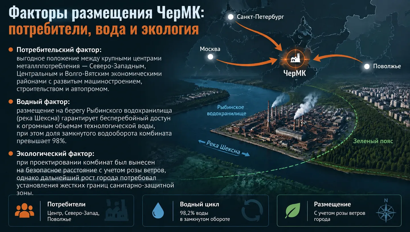Факторы размещения ЧерМК: потребители, вода и экология