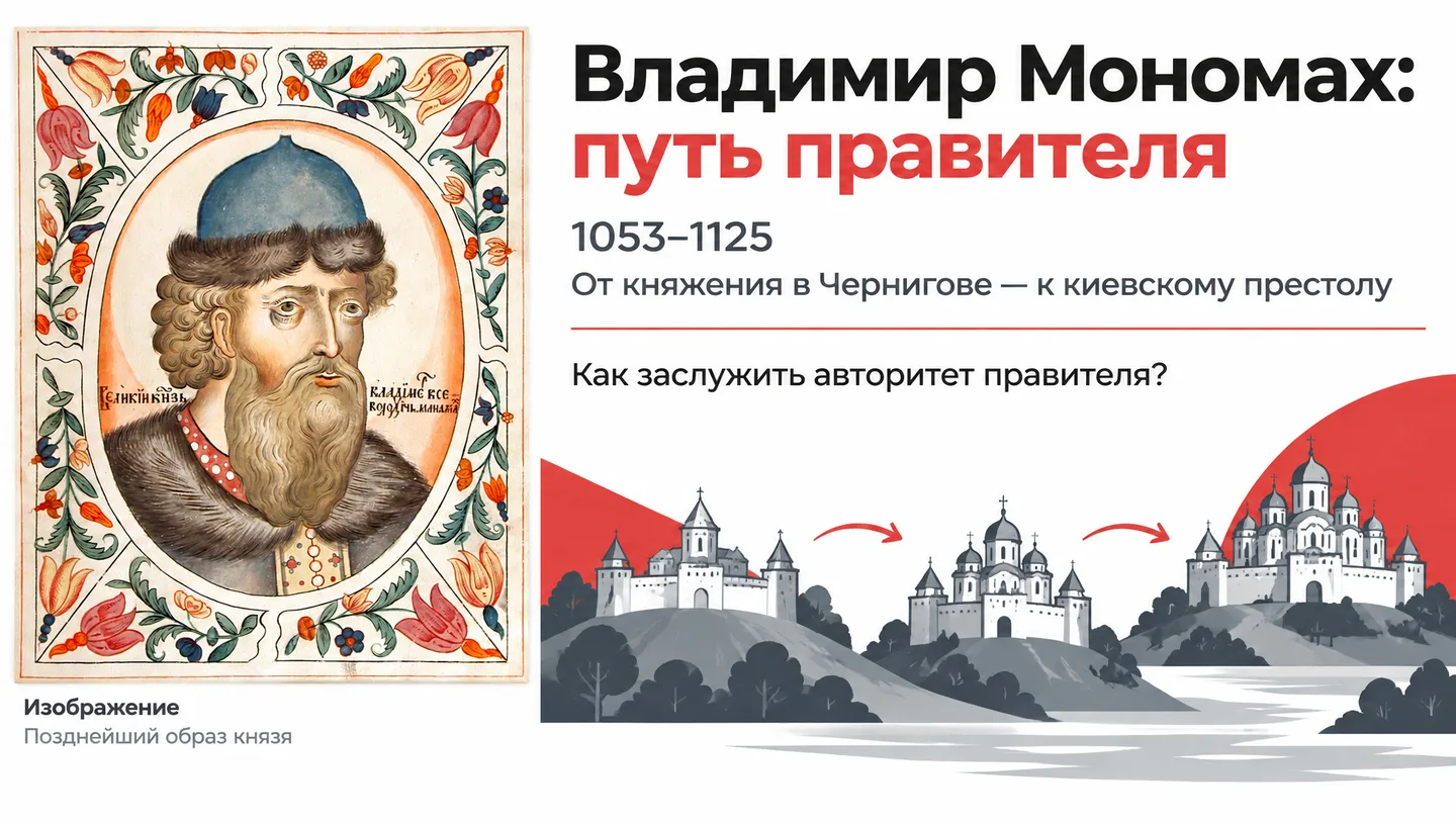 Первый слайд: Владимир Мономах: путь правителя