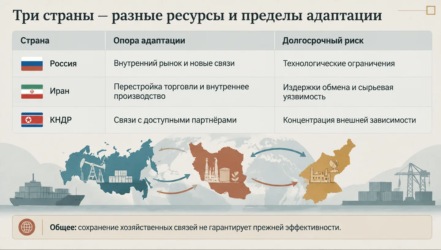 Три страны — разные ресурсы и пределы адаптации
