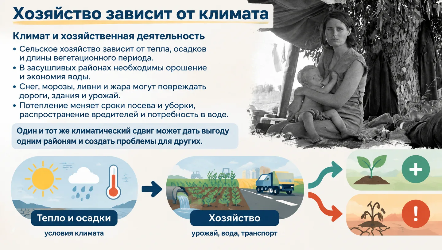 Хозяйство зависит от климата