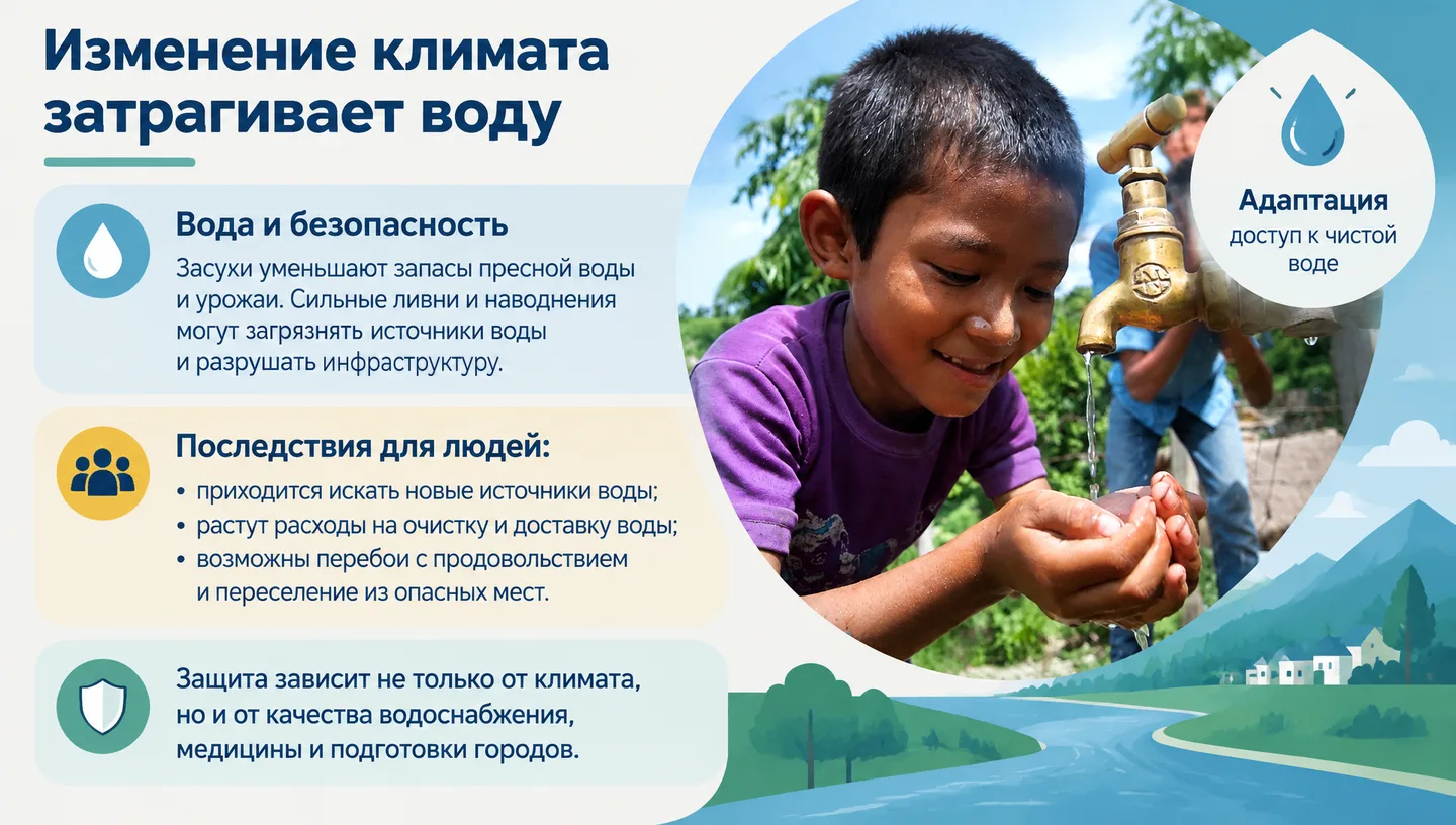 Изменение климата затрагивает воду