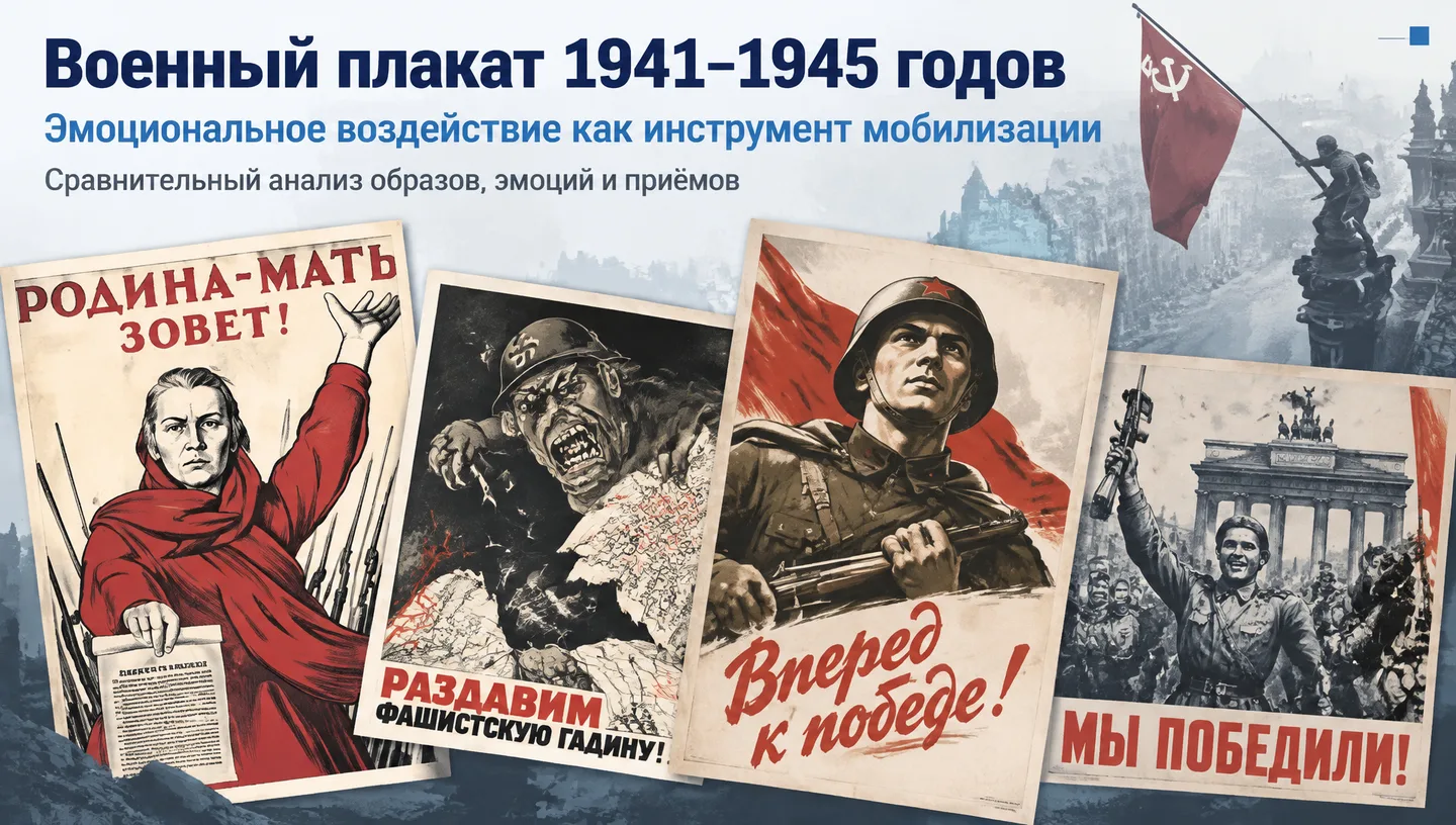 Первый слайд: Военный плакат 1941–1945 годов