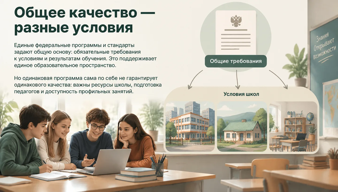 Общее качество — разные условия