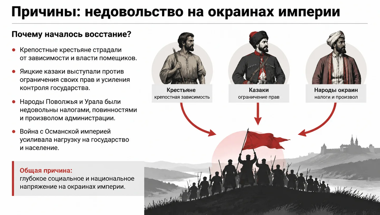 Причины: недовольство на окраинах империи