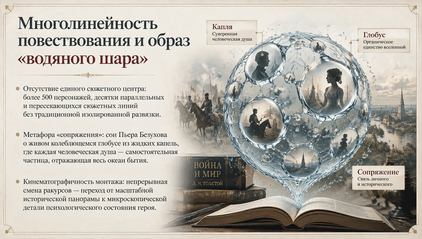 Многолинейность повествования и образ «водяного шара»