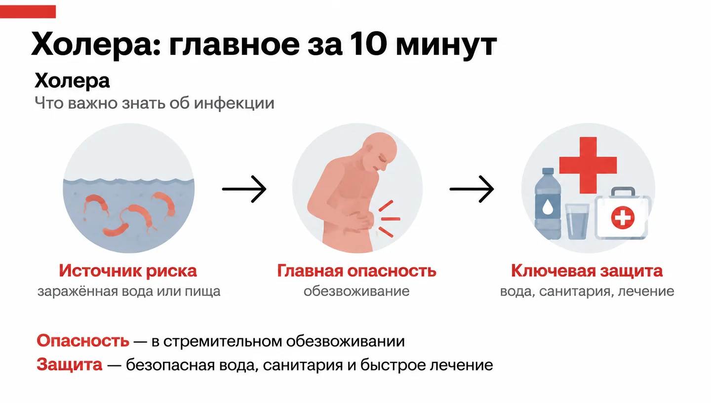 Первый слайд: Холера: главное за 10 минут
