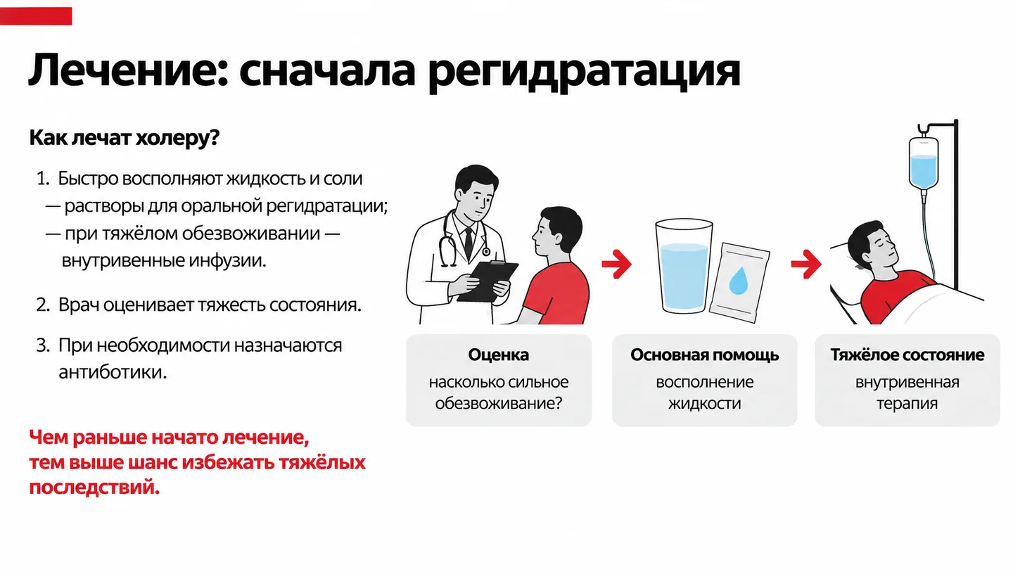 Лечение: сначала регидратация