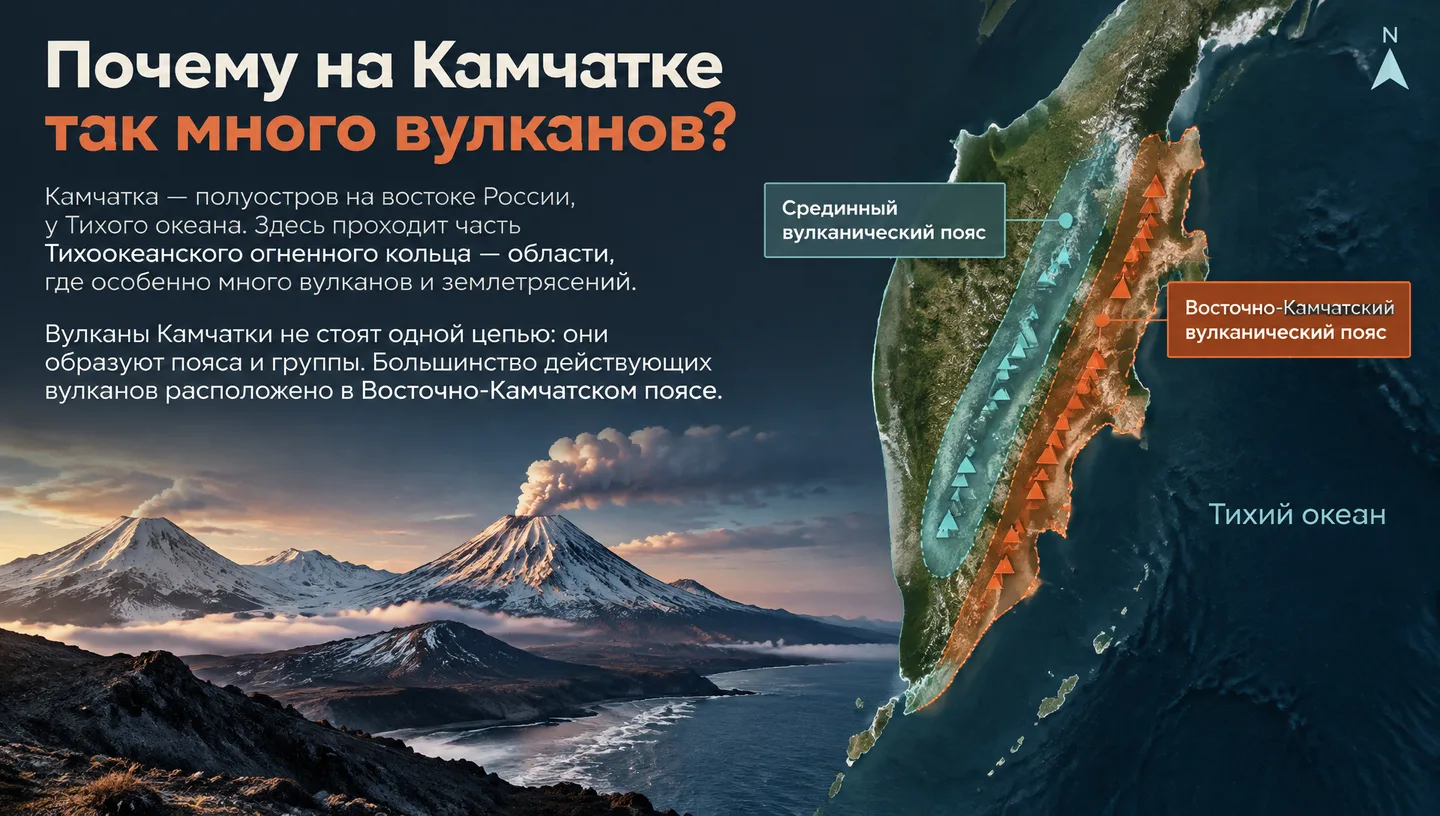Почему на Камчатке так много вулканов?