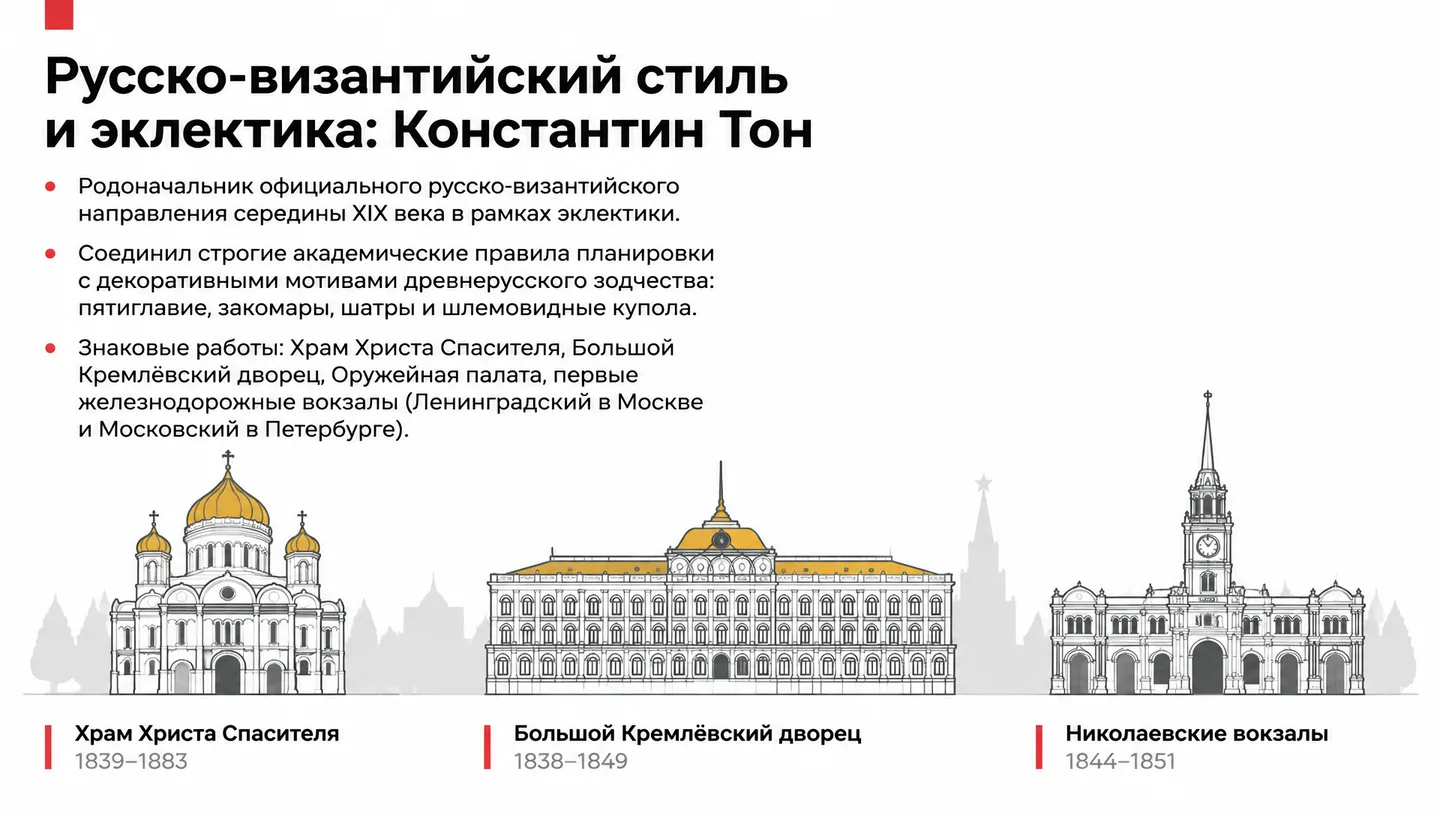 Русско-византийский стиль и эклектика: Константин Тон