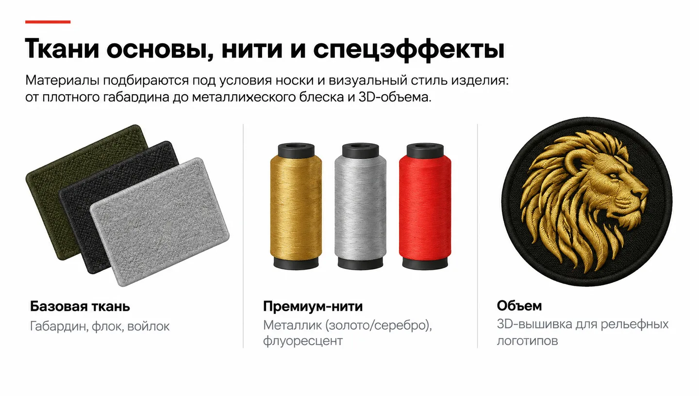 Ткани основы, нити и спецэффекты