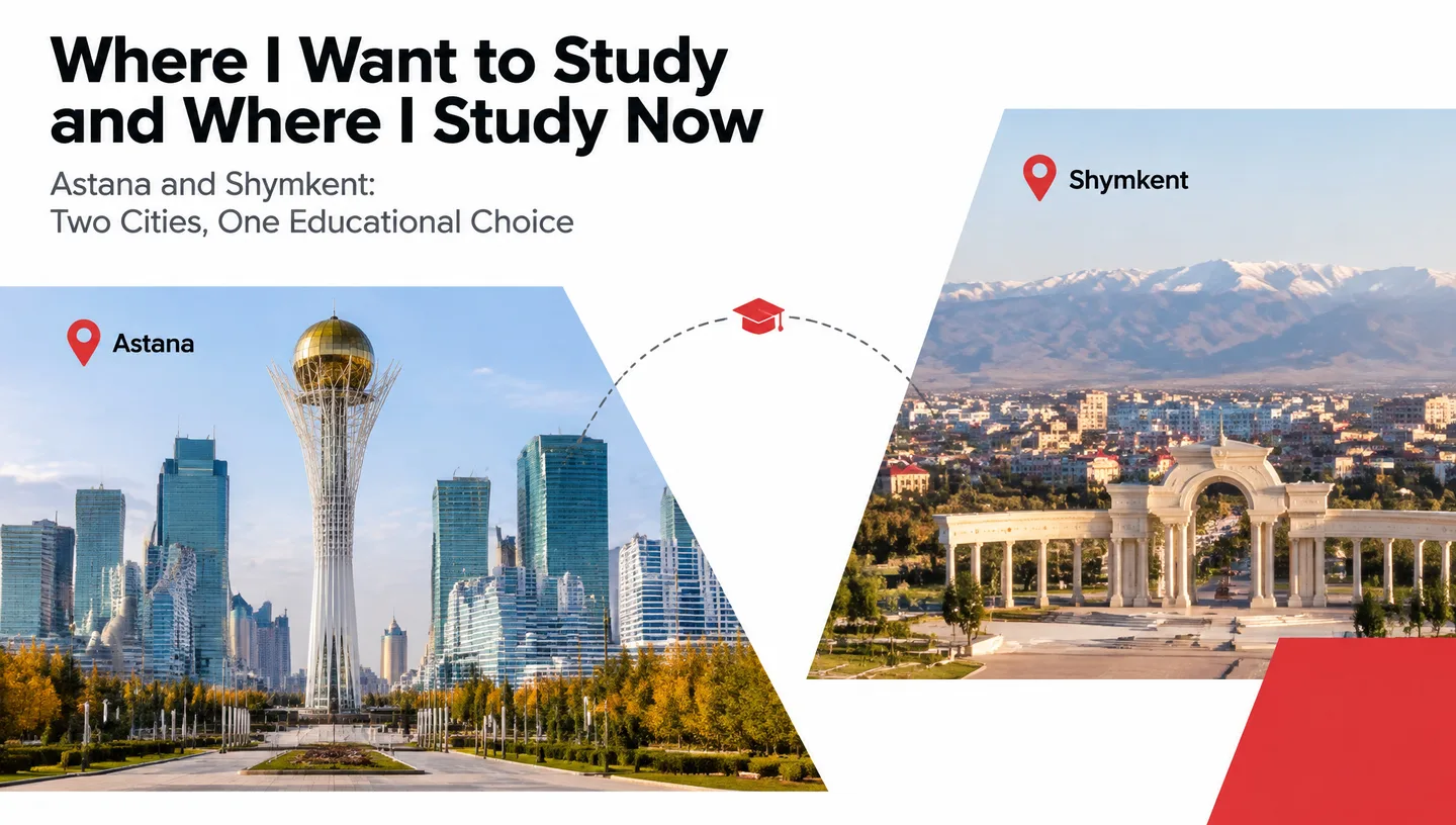 Первый слайд: Where I Want to Study and Where I Study Now