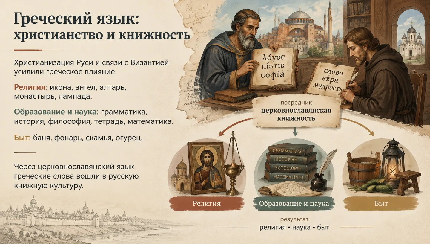 Греческий язык: христианство и книжность