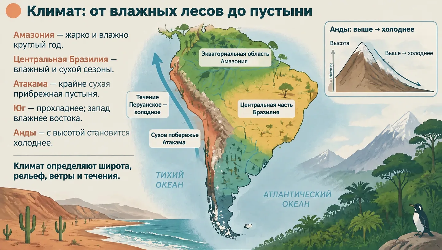 Климат: от влажных лесов до пустыни
