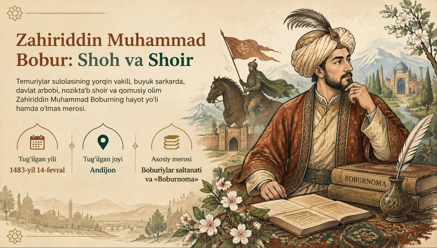 Первый слайд: Zahiriddin Muhammad Bobur: Shoh va Shoir