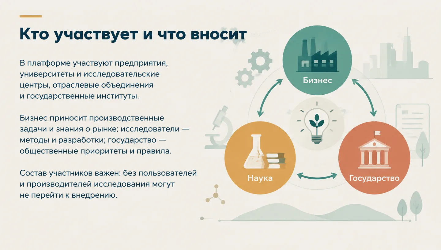 Кто участвует и что вносит