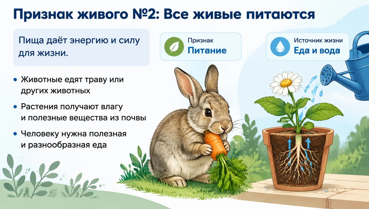Признак живого №2: Все живые питаются