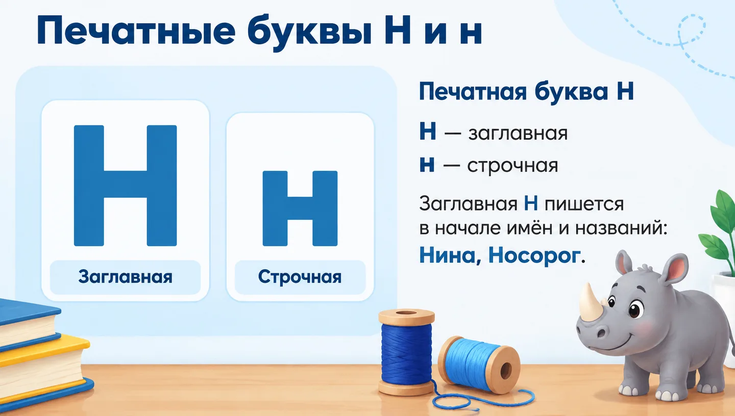 Печатные буквы Н и н