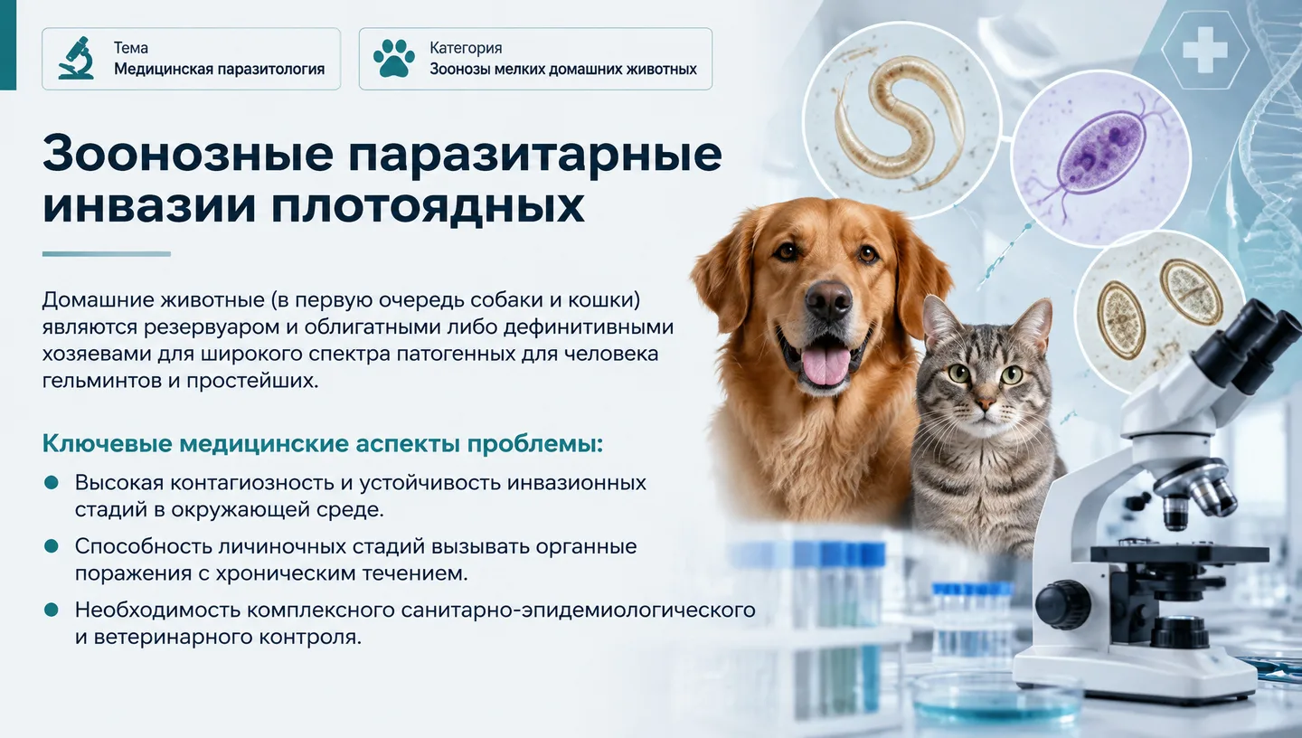 Первый слайд: Зоонозные паразитарные инвазии плотоядных